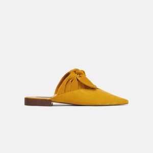 Zara mule suede shoes with bow new